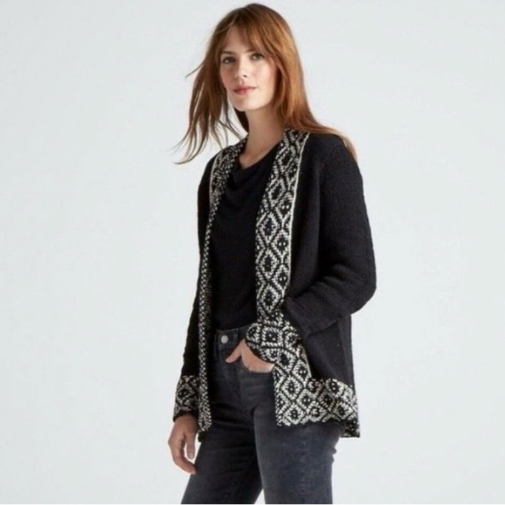 Lucky Brand Novelty Stitch Cotton Blend Cardigan